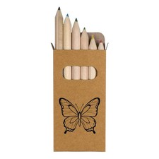 6 x 'Butterfly Line Art' Short 85mm Pencils / Coloured Pencil Set PE00088110