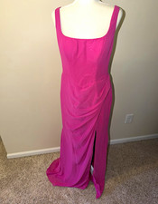 Azazie Pink Floor-Length Bridesmaid Dress Sleeveless A10 Open Back Slit 
