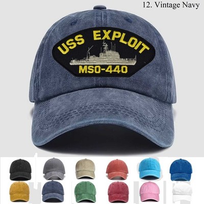 Customized Personalization Embroidered Hat Uss Exploit Mso-440, Trucker Hat