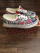Vans Authentic Floral Checkerboard Men Sz 3.5 White Black Multi VN0A348A40G New