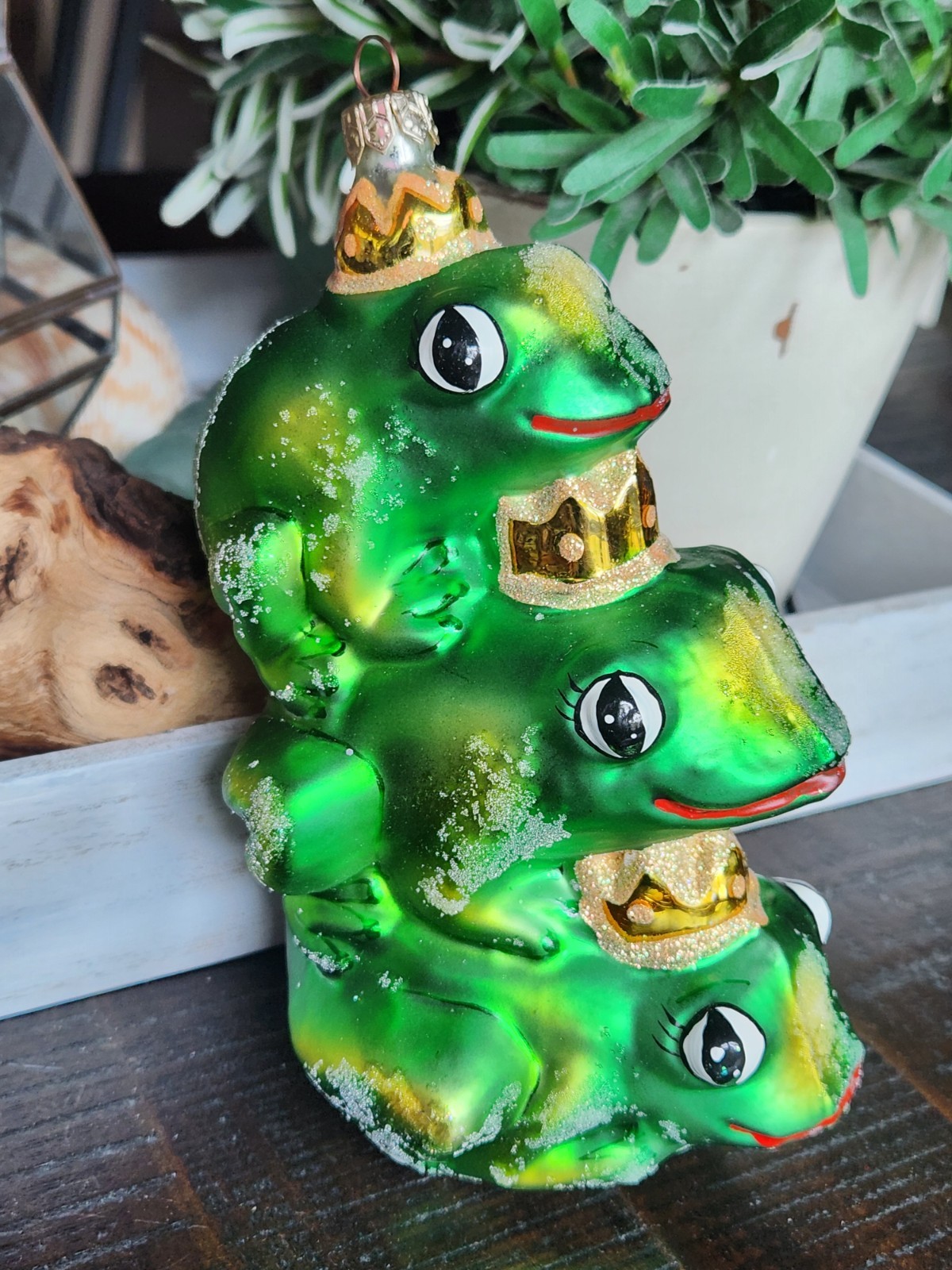 Christopher Radko Balancing Act Leap Of Faith Large Stack Frogs Ornament...