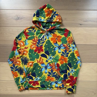 Polo Ralph Lauren Hoodie Mens Medium Tropical Spa Terry Floral Yellow Multi - Image 1 of 4