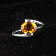 Natural Citrine 925 Sterling Silver November Birthstone Ring All Size Gift DN