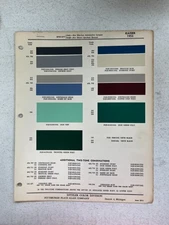 1953 Kaiser Color Paint Chips Page With Color Combinations Ditzler Original 