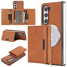 Magnetic Leather Wallet Case with Card Slots For Samsung Galaxy Z Fold 7 6 5 4 3