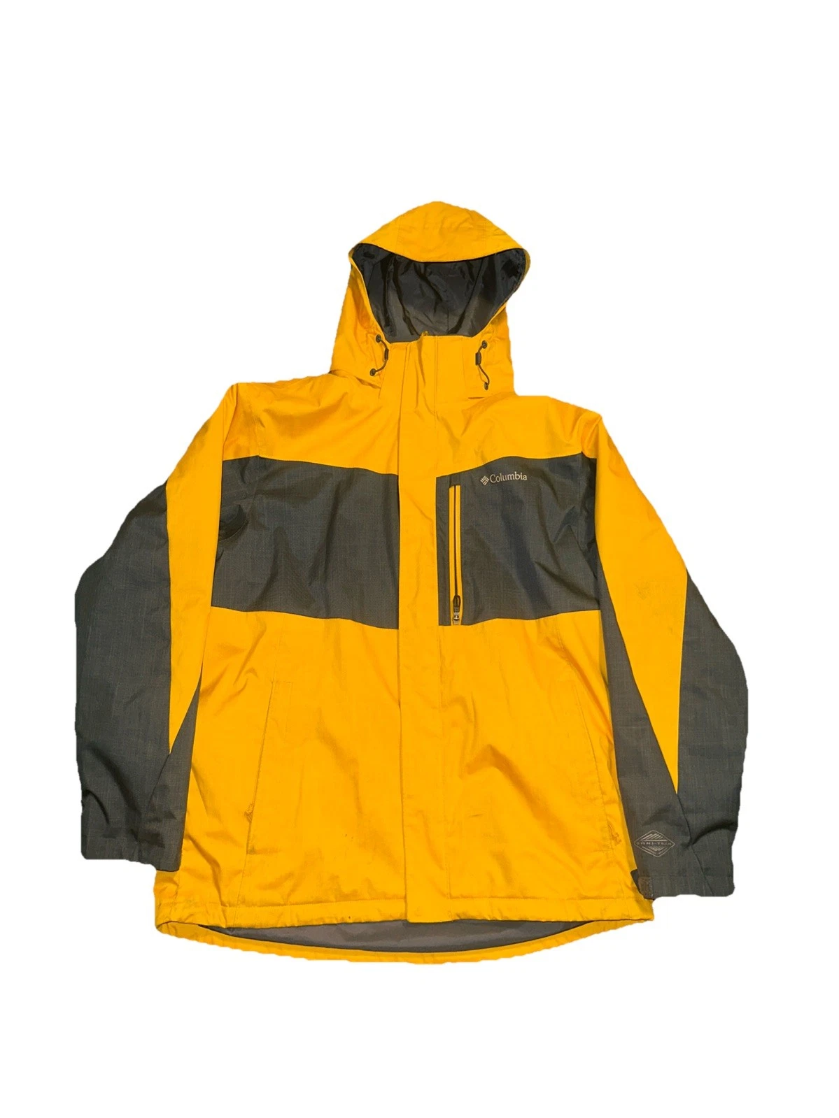 Columbia Parka Jacket Mens Large OMNI-HEAT DownYellow And Gray Full Zip Button