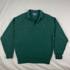 Vtg Polo ralph Mens Polo Sweater M lambswool brown Long Sleeve knit pony