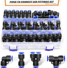 60PCS 1/4  OD Push to Connect Fittings Air Hose Fittings Quick Release Pneumatic