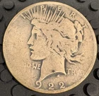 1922 Denver Mint Peace Silver Dollar 90% Silver Coin Bullion (ASW .7734 Troy Oz)