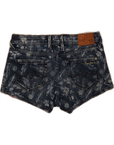 PEPE JEANS Girls Slim Fit Hot Pants 15-16 Years W28 Navy Blue Floral DC31 - Picture 2 of 3