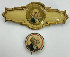 WHITEHEAD & HOAG CO. CELLULIOD 2 PINS PRESIDENTIAL GEORGE WASHINGTON (I1471) 