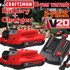 2PACK 20V For Craftsman V20 20 Volt MAX Li-ion Battery CMCB204 CMCB202  Charger