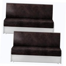 Leather Look RV Dinette Cushion Covers, Stretch Camper Cushion 2 Sets Chocolate
