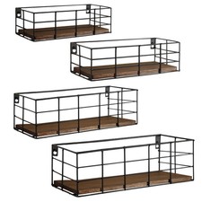 Hanging Floating Shelves, 4 Sets of Wall Mounted Shelves for Wall Storage, Ha...