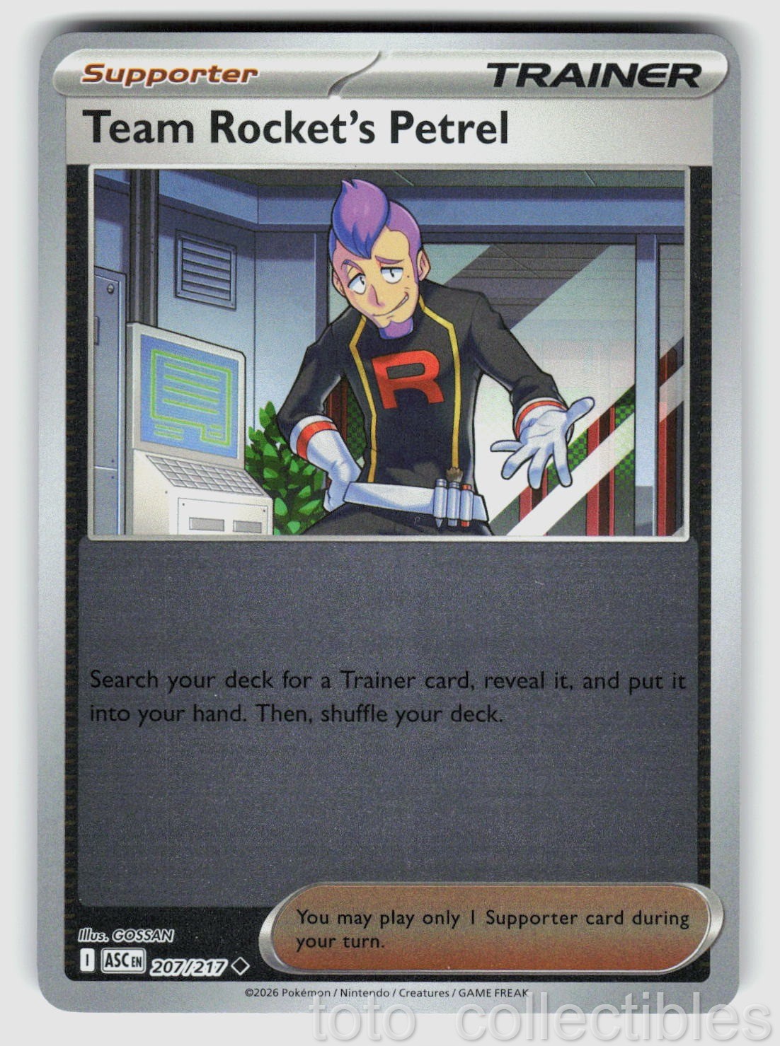 Team Rocket's Petrel 207/217 Uncommon Ascended Heroes Pokemon Reverse Holo NM