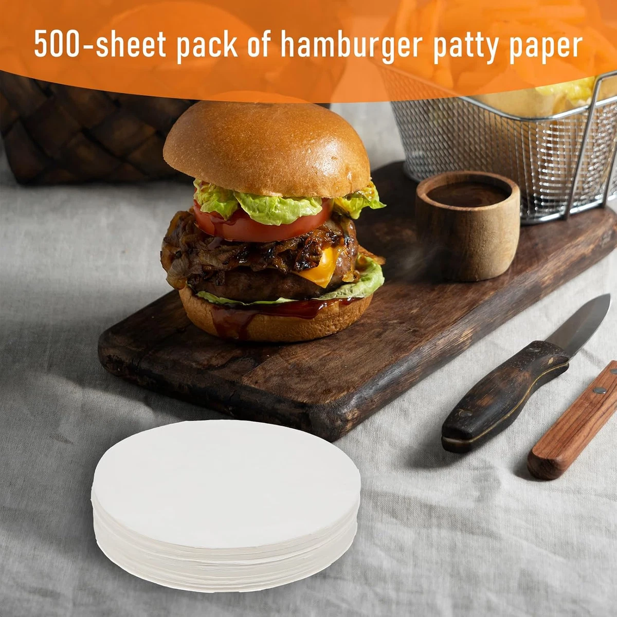 500 piezas de papel para hamburguesas, hojas de papel para hamburguesas redondas blancas de 5 pulgadas sin