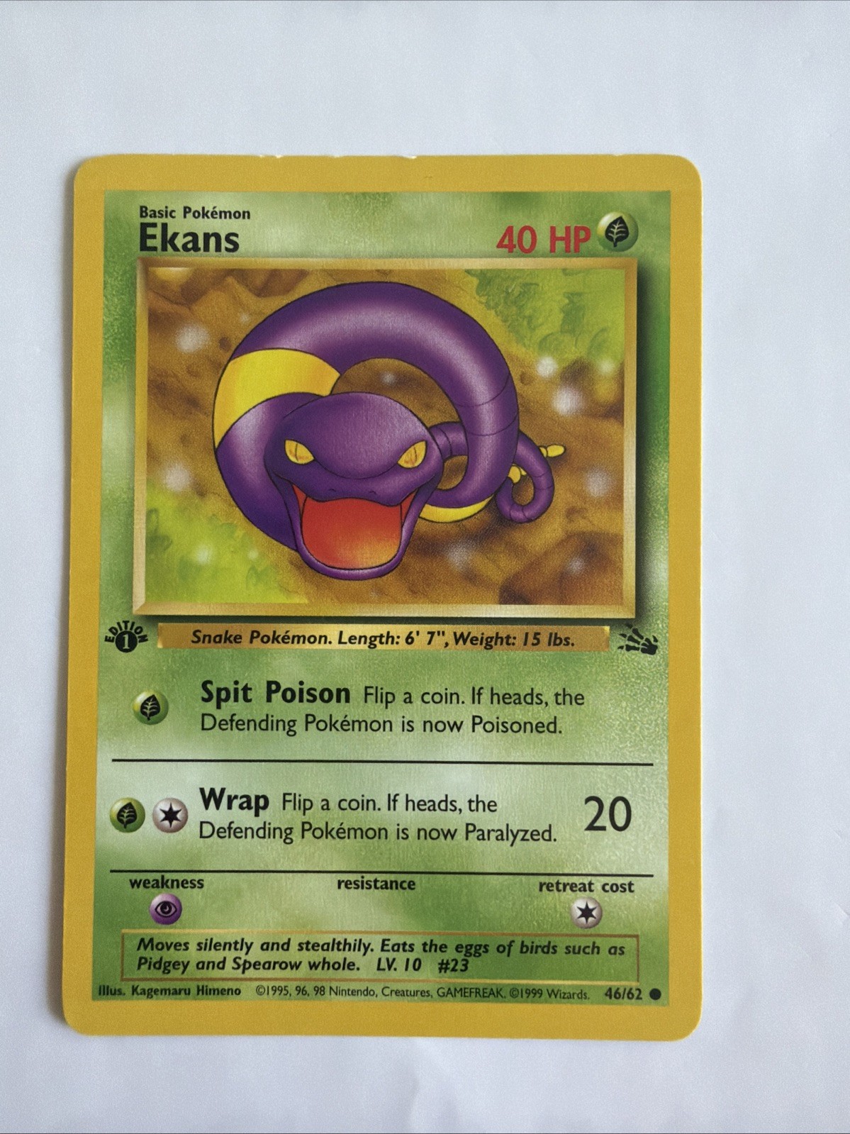 Pokemon TCG Ekans Fossil 1st Edition Regular Common Card 46/62