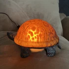 Vintage Turtle Gold Accent Lamp Amber Glass Shell Night Light