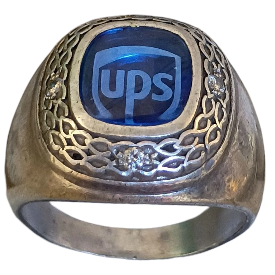 Anillo UPS United Parcel Service Employee Award plata esterlina diamantes talla 11 Foto 2 de 4