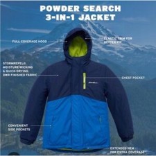 NEW BOYS EDDIE BAUER PUFFER JACKET SIZE S 7/8 BLUE NAVY POWDER SEARCH" 3-IN-1