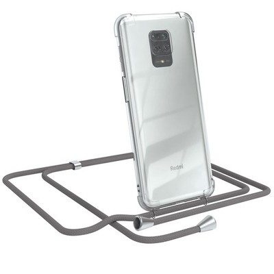 Für Xiaomi Redmi Note 9S / 9 Pro / 9 Pro Max Handyhülle Umhängen Case Kette Grau
