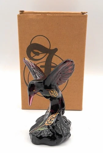 RARE Vintage Fenton Amethyst 100 Year Anniversary Hummingbird 4” Figurine Signed