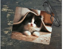 Kitten Lens Cleaning Cloth Tuxedo Cat 6x7in Microfiber Camera Wipe