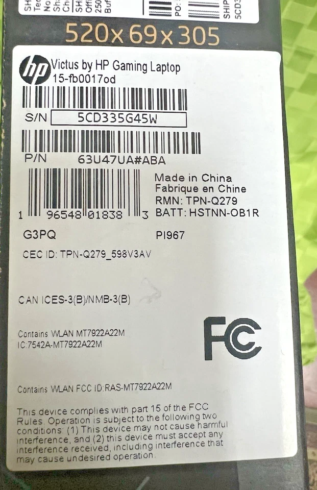 HP Victus 15.6" Gaming Laptop Ryzen 7 5800H/16GB/512GB/4GB RX 6500M NEW SEALED - Image 4 of 4