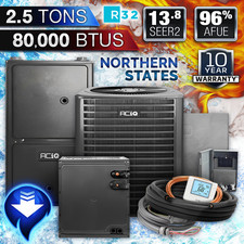 ACiQ 2.5 Ton R32 Air Conditioner & Downflow 80000 BTU 96% Gas Furnace AC System
