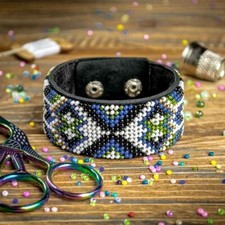 DIY Bead embroidery kit on artificial leather Bracelet