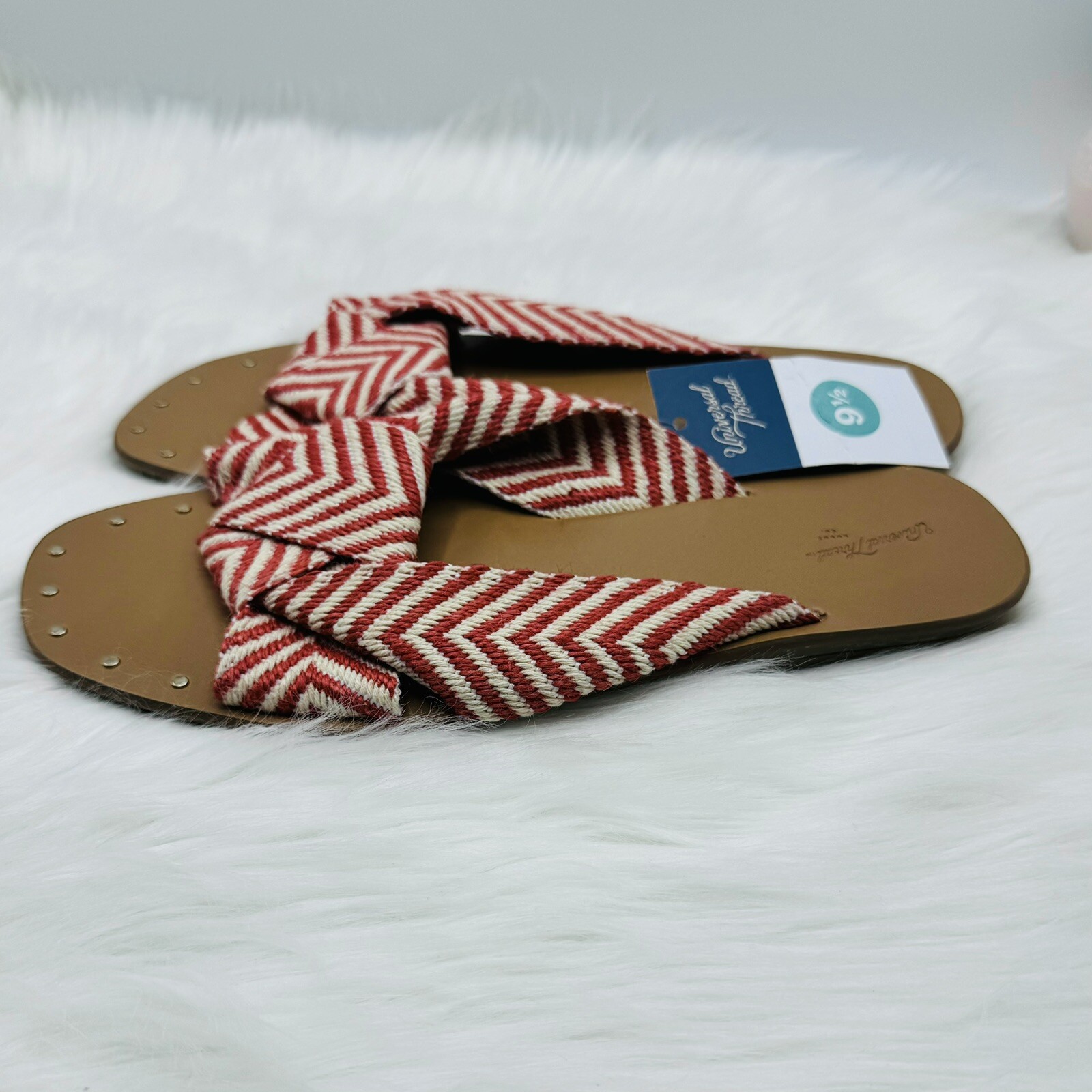 APL Sandali donna nuovi con etichette stampa Louise Chevron annodati slide filo universale rosso