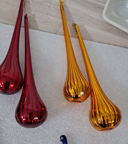 Rare VTG Department 56 Holiday Ornaments Teardrop Glass Art #56.40377 Set of 12 - Picture 8 of 16