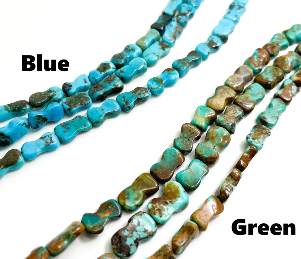 Natural Arizona Turquoise Polished Smooth Flat Bone Nugget Gemstone Beads PGS282 - Image 2 of 2