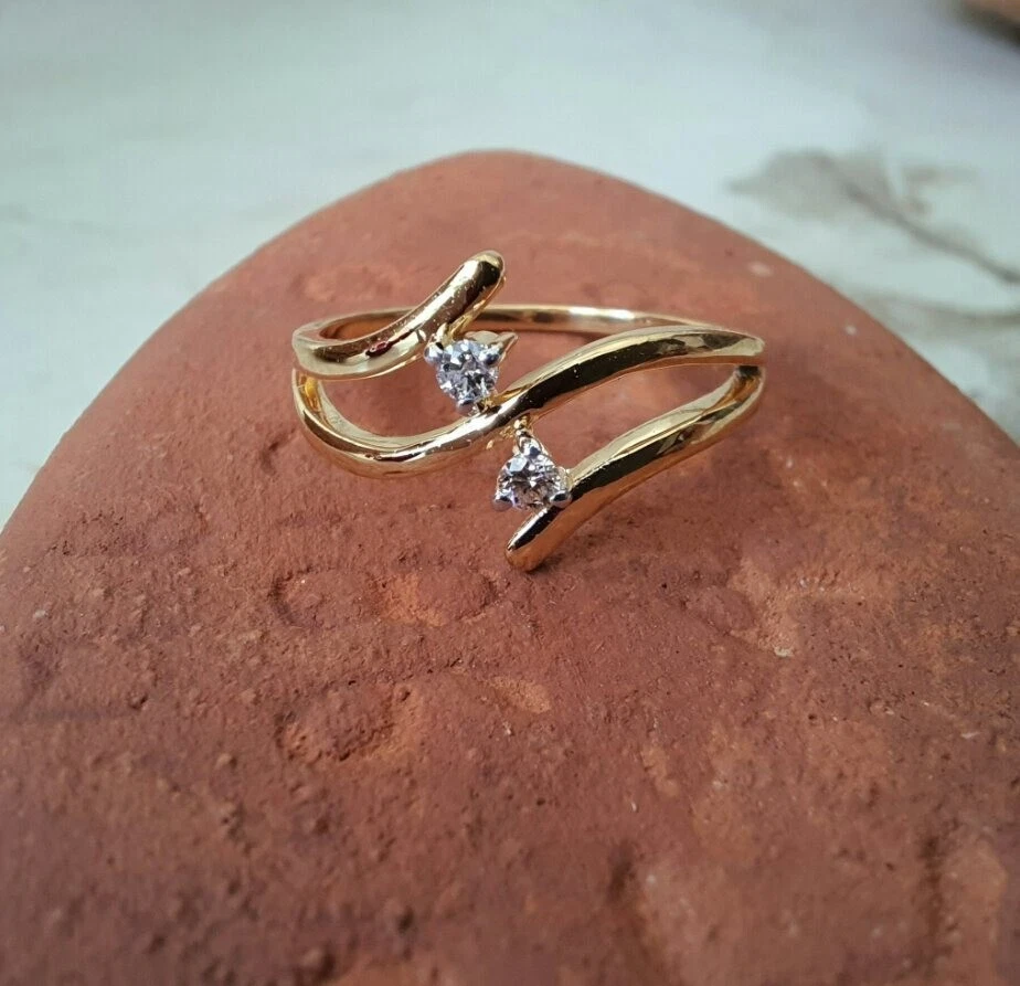 Handmade 14K Solid Gold Diamond Engagement Ring Band Dainty Ring For Women. - Image 2 of 4