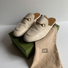 Gucci Princetown cream Loafers 39 6 VGC flat mules logo slippers leather classic