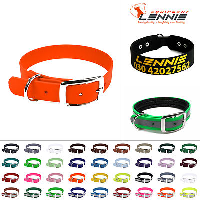 BioThane Halsband Halsung Hundehalsband 25mm breit Dornschnalle Aufdruck Polster