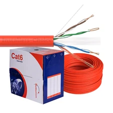 Cat6 1000FT CCA UTP Solid Red Ethernet Cable - LAN Network Bulk 23 AWG RJ45