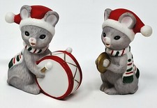Lefton Frisky Friends 04712 1984 ceramic Mouse Figurines set of 2 drum & cymbals