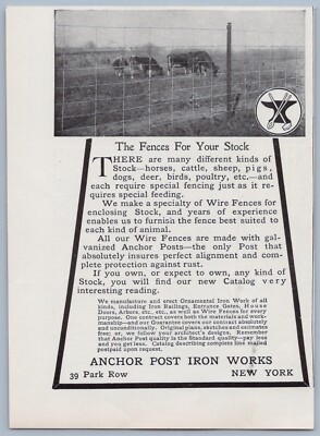 1906 Anchor Post Iron Works Vintage Ad New York Wire Fence Fencing Farm ...