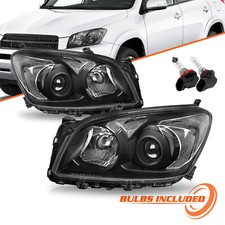 For 2009-2012 Toyota Rav4 Rav-4 Black Headlights Clear Corner Headlamps Pair