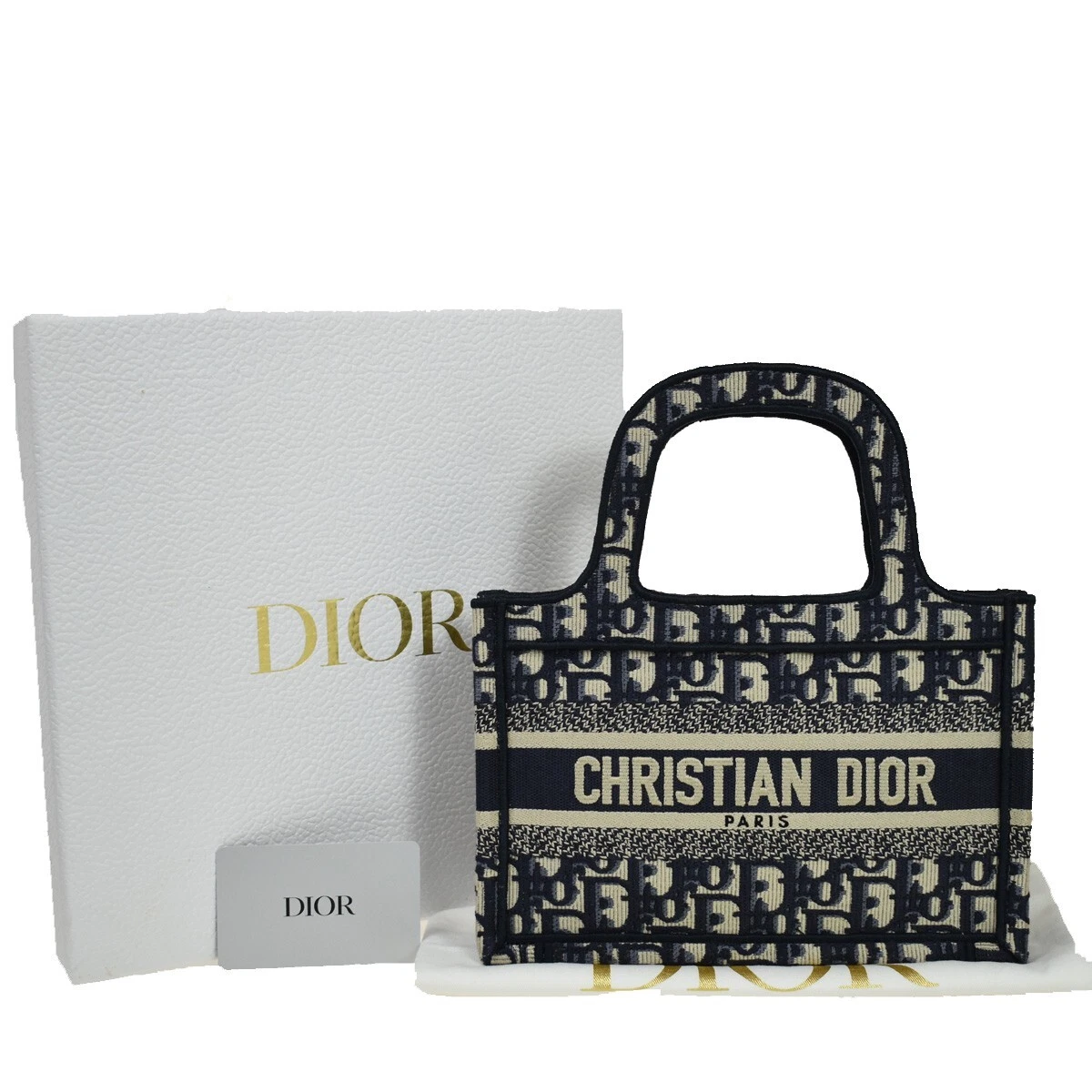 Christian Dior Oblique Mini Book Bag Blue White