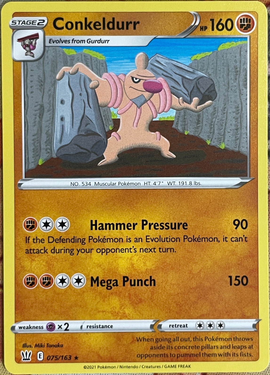 Conkeldurr Rare - 075/163 - Battle Styles Pokemon 2021