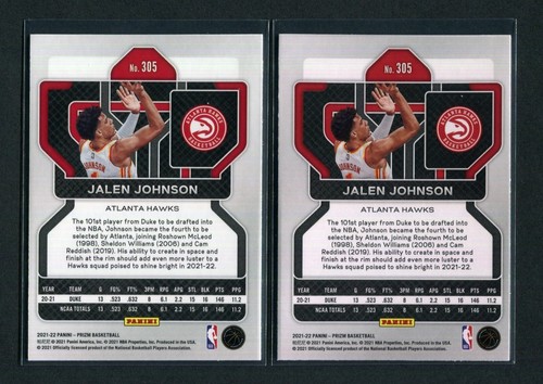 TWO (2) 2021 Panini Prizm - #305 Jalen Johnson Rookie Card RC Lot - Picture 2 of 2