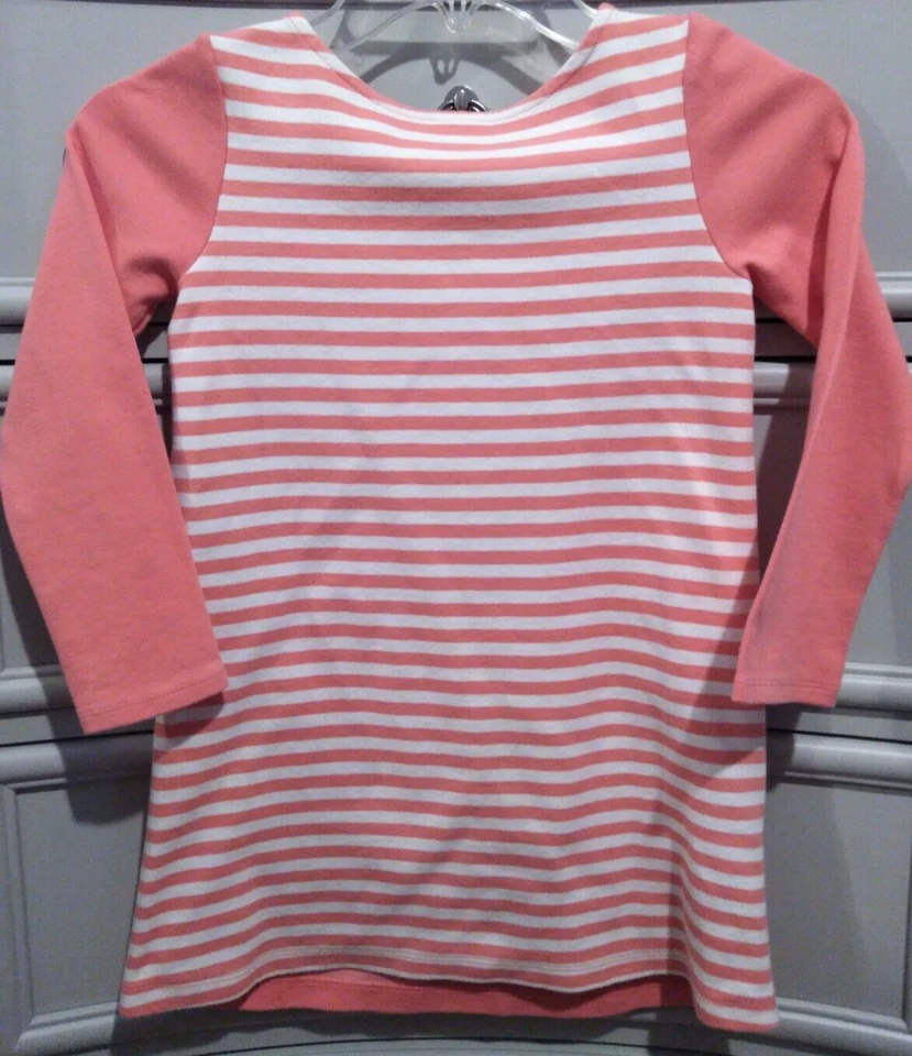 Chica Gymboree. Vestido túnica manga larga melocotón/naranja talla 6 flores bordadas Foto 2 de 4