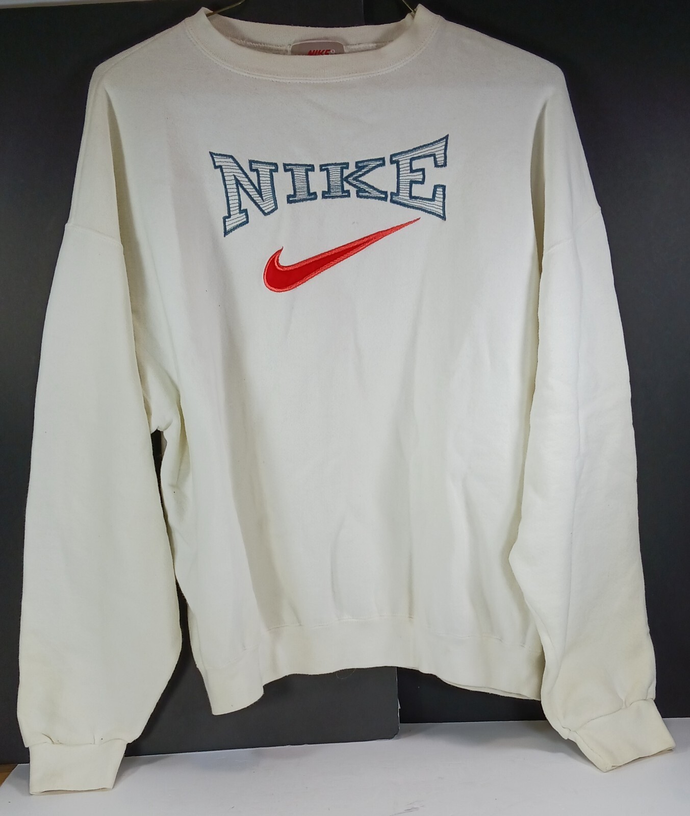 vintage 1980s 1990s nike sweatshirt mens XL extra large white red swoosh  logo | eBay