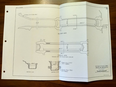 #ad #ad 1954 Dalles Celilo Canal Oregon WA Lock Details Army Engineering Sketch Map $33.30
