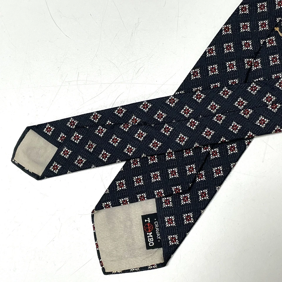 Gravata Foulard NOS Vintage Anos 50 Timbo Gravata Tecido Seda Azul Vermelho NEAT SKINNY - Imagem 4 de 4