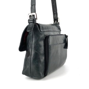 dark green leather crossbody bolsa