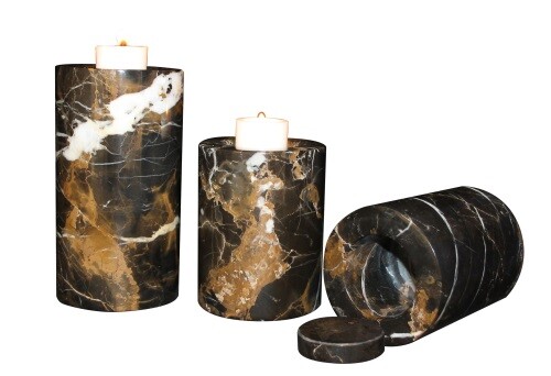 Small/Keepsake 4.75 Cubic Inch King Gold Tea Light Marble Cremation Urn - Picture 3 of 7