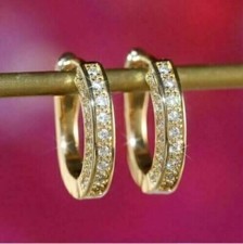 2Ct Round-Cut Lab-Created Diamond Huggie Hoop Earrings 14K Yellow Gold Plated